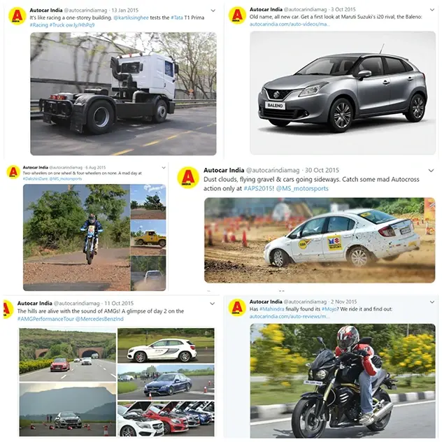Selection of Autocar India social media posts