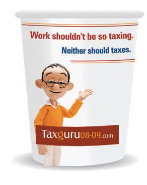 Taxguru campaign line printed on a takeaway cup